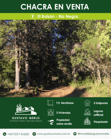 Chacra sobre Ruta 40, Los Repollos Río Negro, a 12 kms de El Bolsón camino a Bariloche.